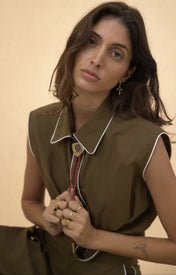 Cisco Sleeveless Wrap Shirt - Olive - Zandra Stone
