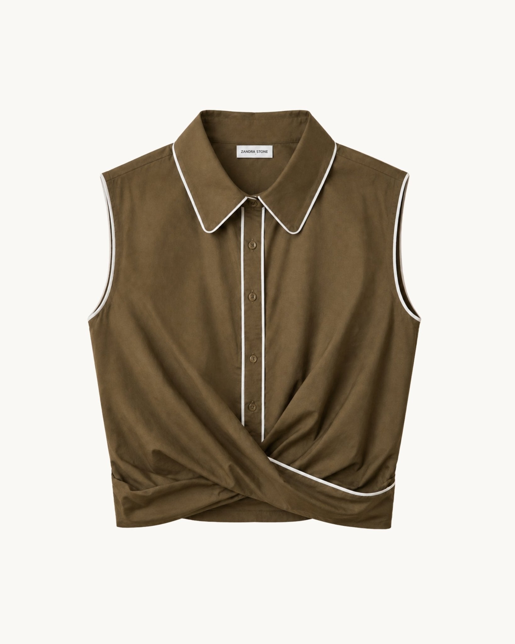 Cisco Sleeveless Wrap Shirt - Olive - Zandra Stone