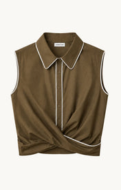 Cisco Sleeveless Wrap Shirt - Olive - Zandra Stone