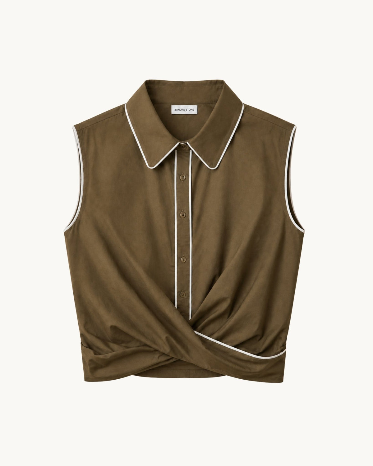Cisco Sleeveless Wrap Shirt - Olive - Zandra Stone