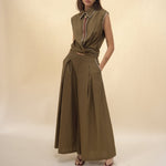 Cisco Sleeveless Wrap Shirt - Olive - Zandra Stone