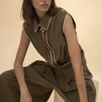 Cisco Sleeveless Wrap Shirt - Olive - Zandra Stone