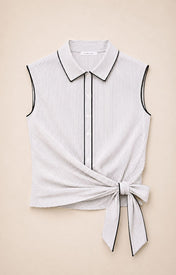 Cisco Sleeveless Wrap Shirt - Stripe - Zandra Stone