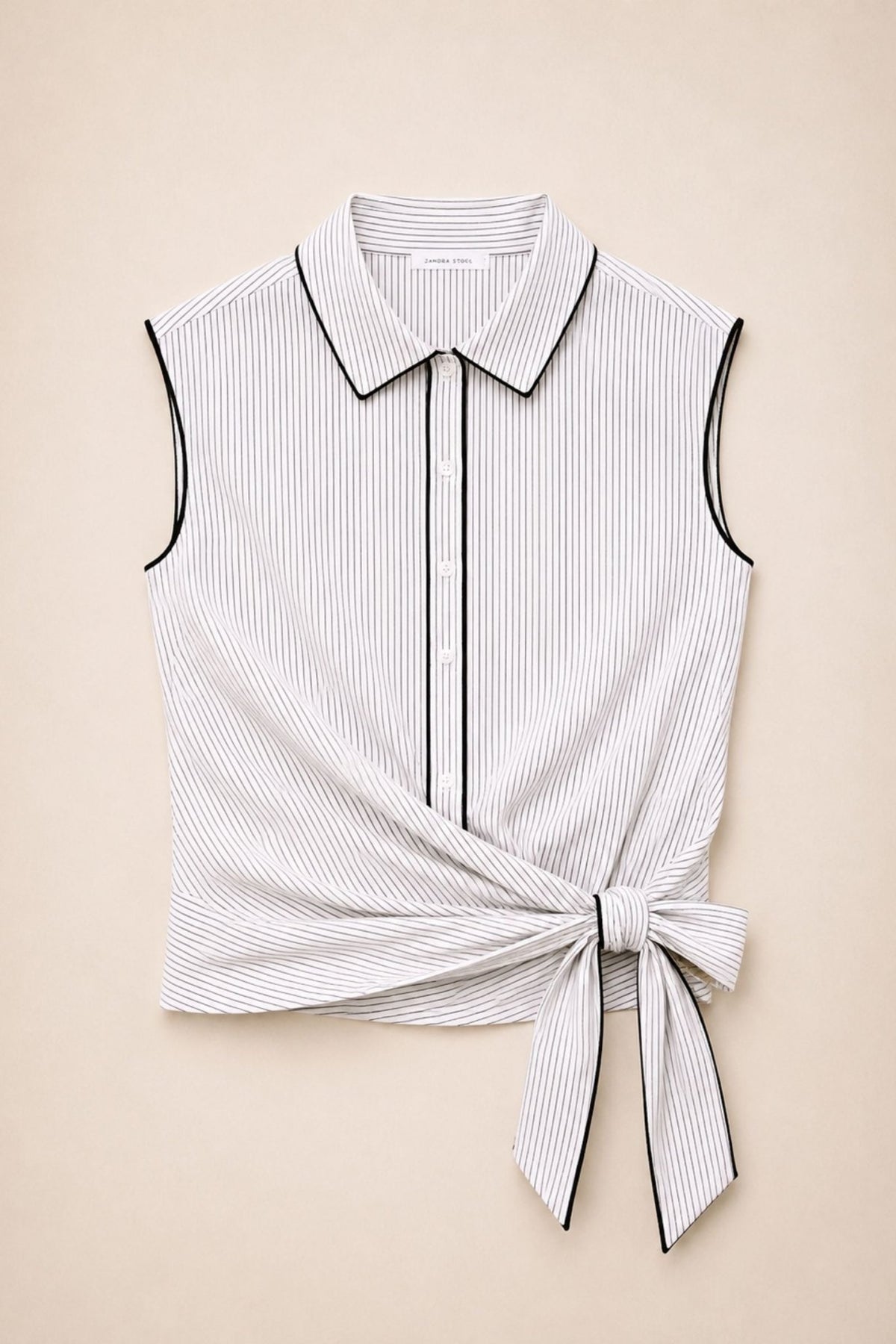 Cisco Sleeveless Wrap Shirt - Stripe - Zandra Stone