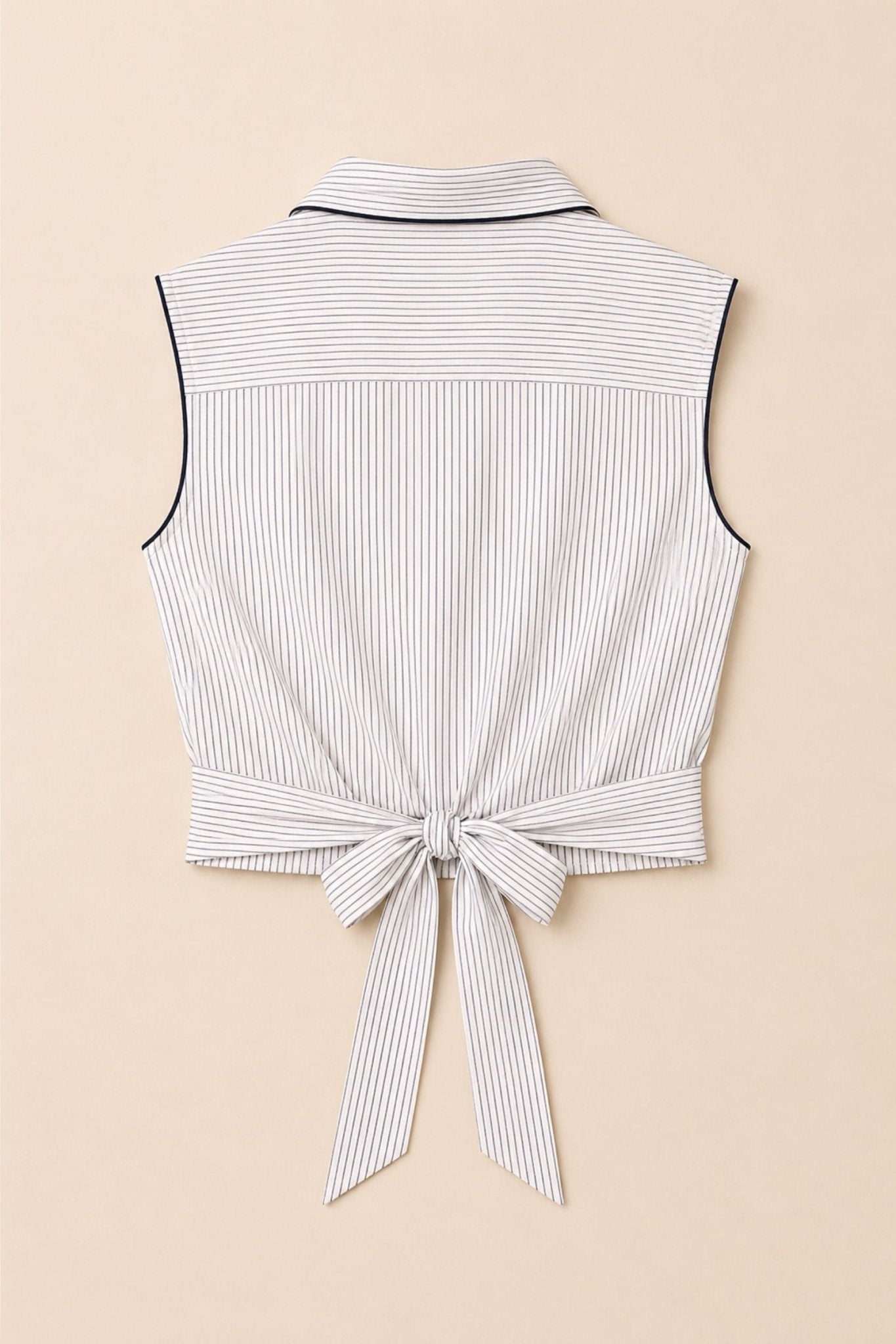 Cisco Sleeveless Wrap Shirt - Stripe - Zandra Stone