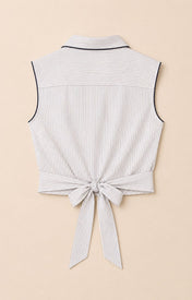 Cisco Sleeveless Wrap Shirt - Stripe - Zandra Stone