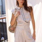 Cisco Sleeveless Wrap Shirt - Stripe - Zandra Stone
