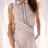 Cisco Sleeveless Wrap Shirt - Stripe - Zandra Stone