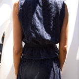Clo Peplum Top Eyelet - Navy - Zandra Stone