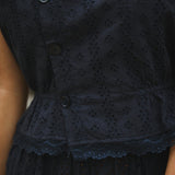 Clo Peplum Top Eyelet - Navy - Zandra Stone