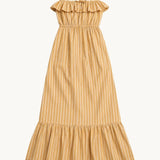 Coco Ruffle Maxi Dress - Yellow Orange Stripe - Zandra Stone