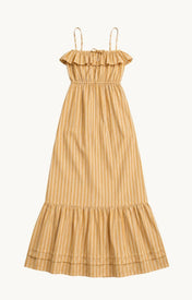 Coco Ruffle Maxi Dress - Yellow Orange Stripe - Zandra Stone