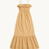 Coco Ruffle Maxi Dress - Yellow Orange Stripe - Zandra Stone
