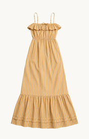 Coco Ruffle Maxi Dress - Yellow Orange Stripe - Zandra Stone