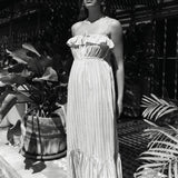 Coco Ruffle Maxi Dress - Yellow Orange Stripe - Zandra Stone