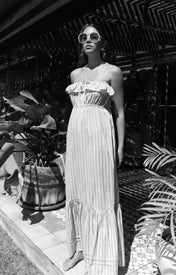 Coco Ruffle Maxi Dress - Yellow Orange Stripe - Zandra Stone
