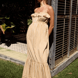 Coco Ruffle Maxi Dress - Yellow Orange Stripe - Zandra Stone