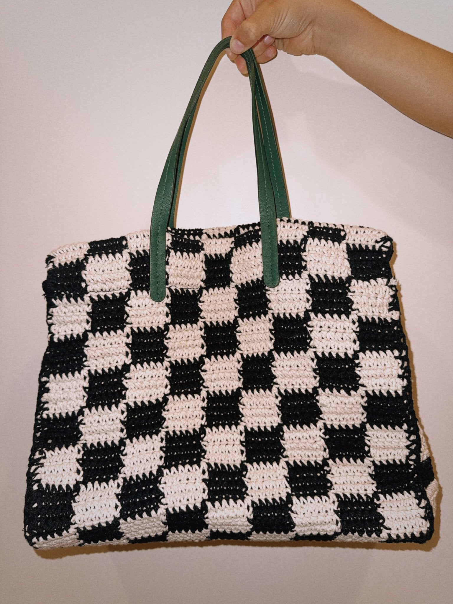 Crochet Bag with leather straps - Zandra Stone
