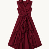 Diana Ruffle Wrap Dress - Maroon - Zandra Stone