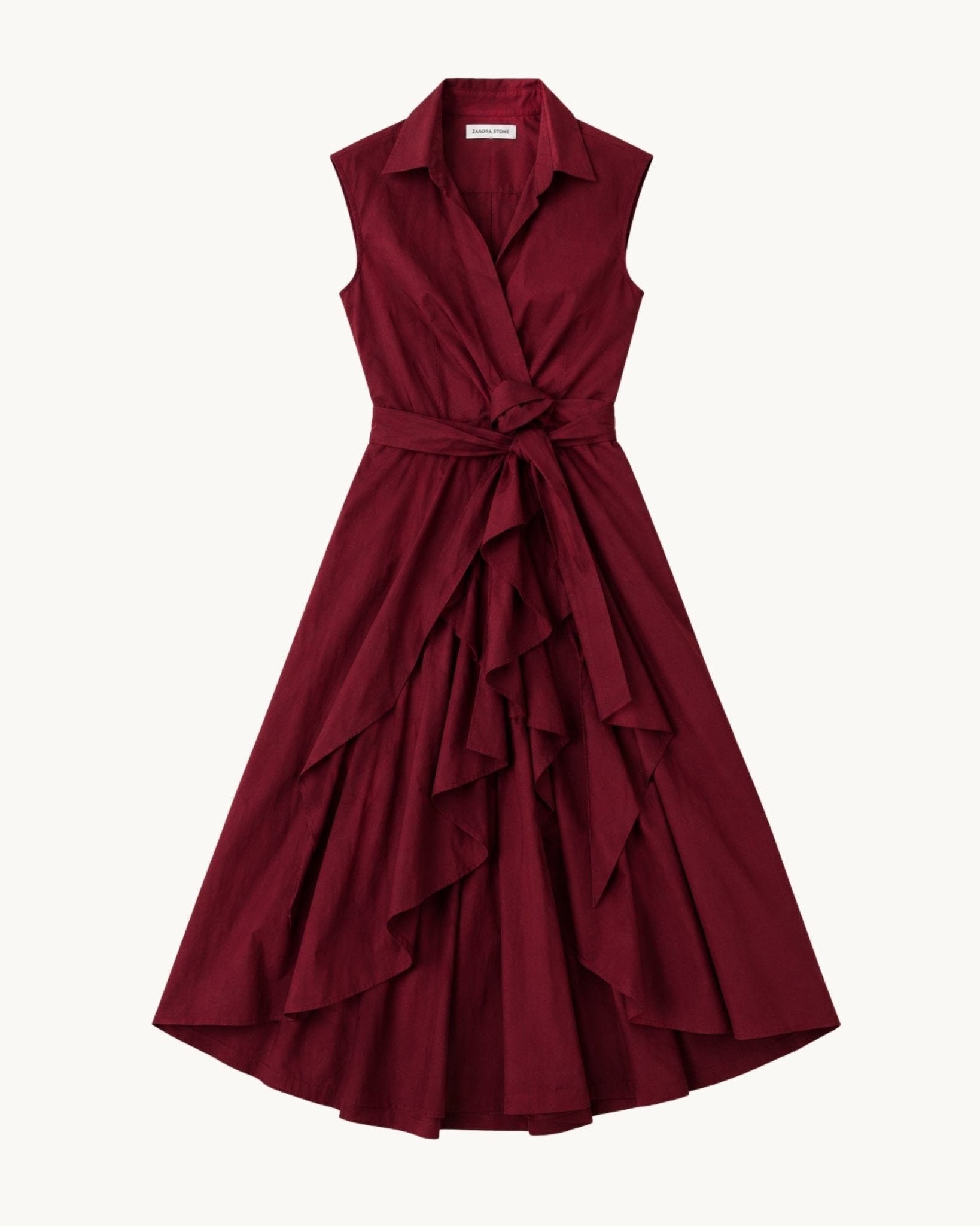 Diana Ruffle Wrap Dress - Maroon - Zandra Stone