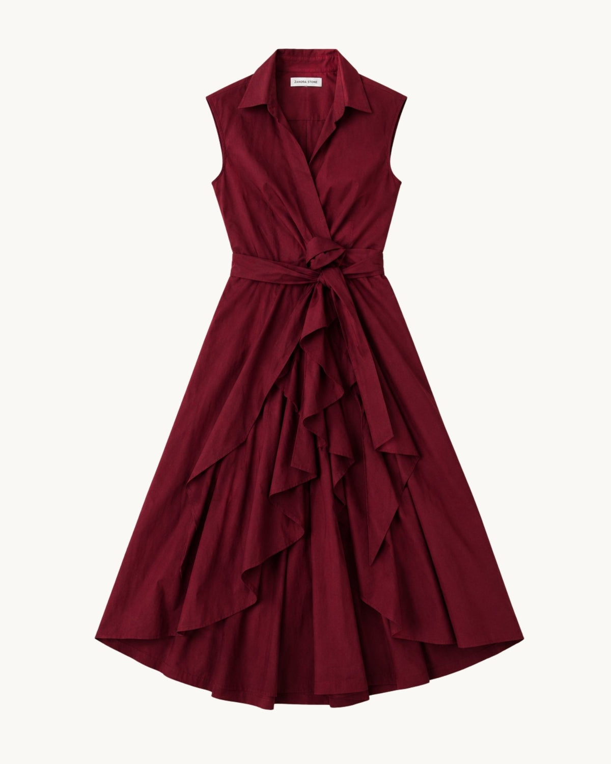 Diana Ruffle Wrap Dress - Maroon - Zandra Stone