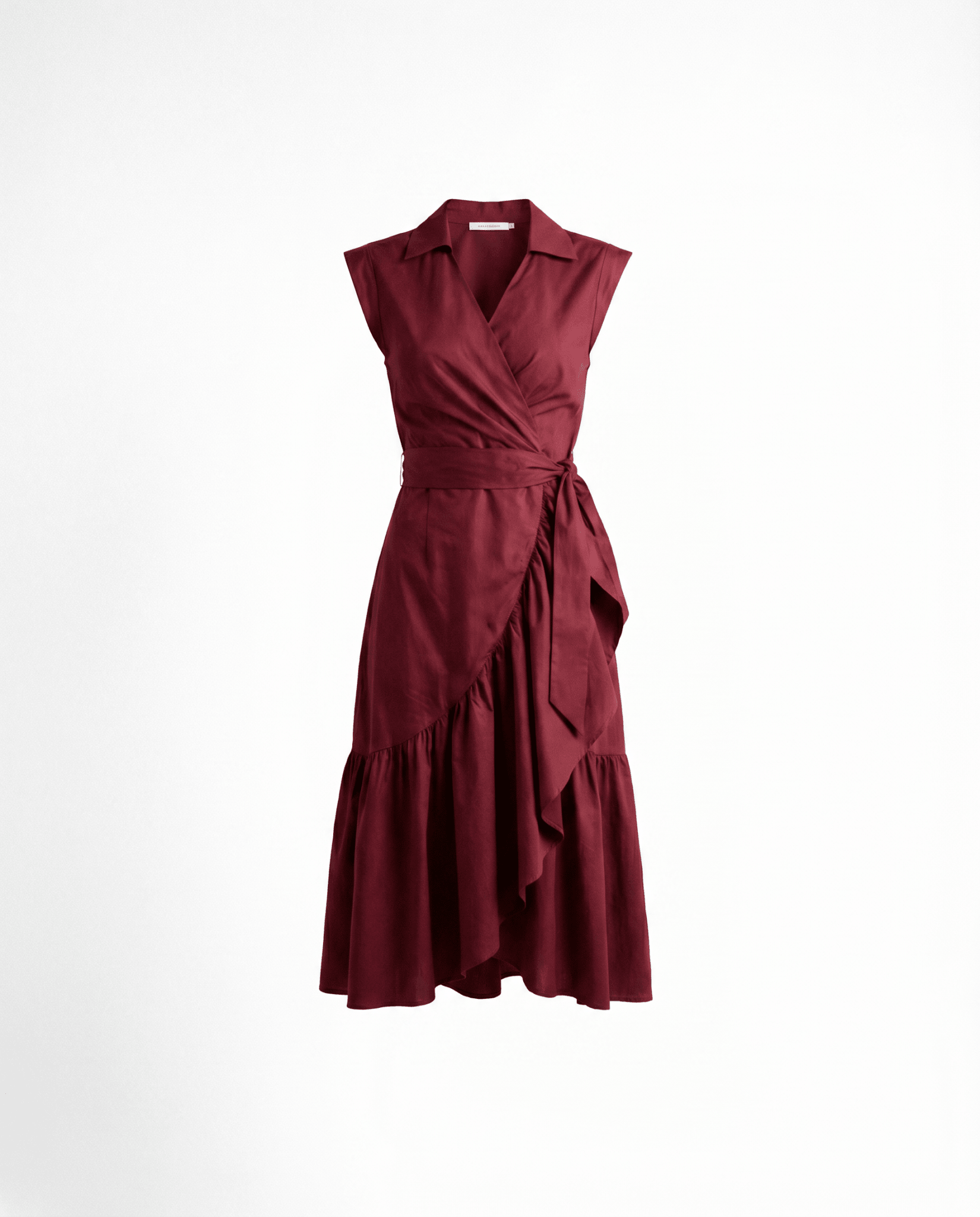 Diana Ruffle Wrap Dress - Maroon - Zandra Stone