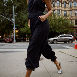 Ethen Balloon Pant Eyelet - Navy - Zandra Stone
