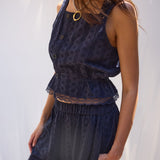 Ethen Balloon Pant Eyelet - Navy - Zandra Stone
