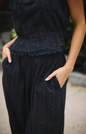 Ethen Balloon Pant Eyelet - Navy - Zandra Stone