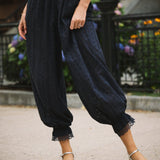 Ethen Balloon Pant Eyelet - Navy - Zandra Stone
