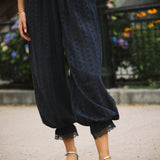 Ethen Balloon Pant Eyelet - Navy - Zandra Stone