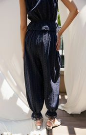 Ethen Balloon Pant Eyelet - Navy - Zandra Stone