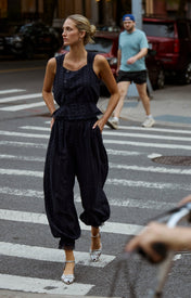 Ethen Balloon Pant Eyelet - Navy - Zandra Stone