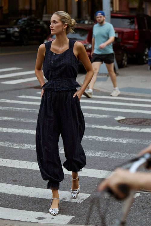 Ethen Balloon Pant Eyelet - Navy