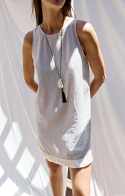 Etta Fringe Shift Dress - Stripe - Zandra Stone