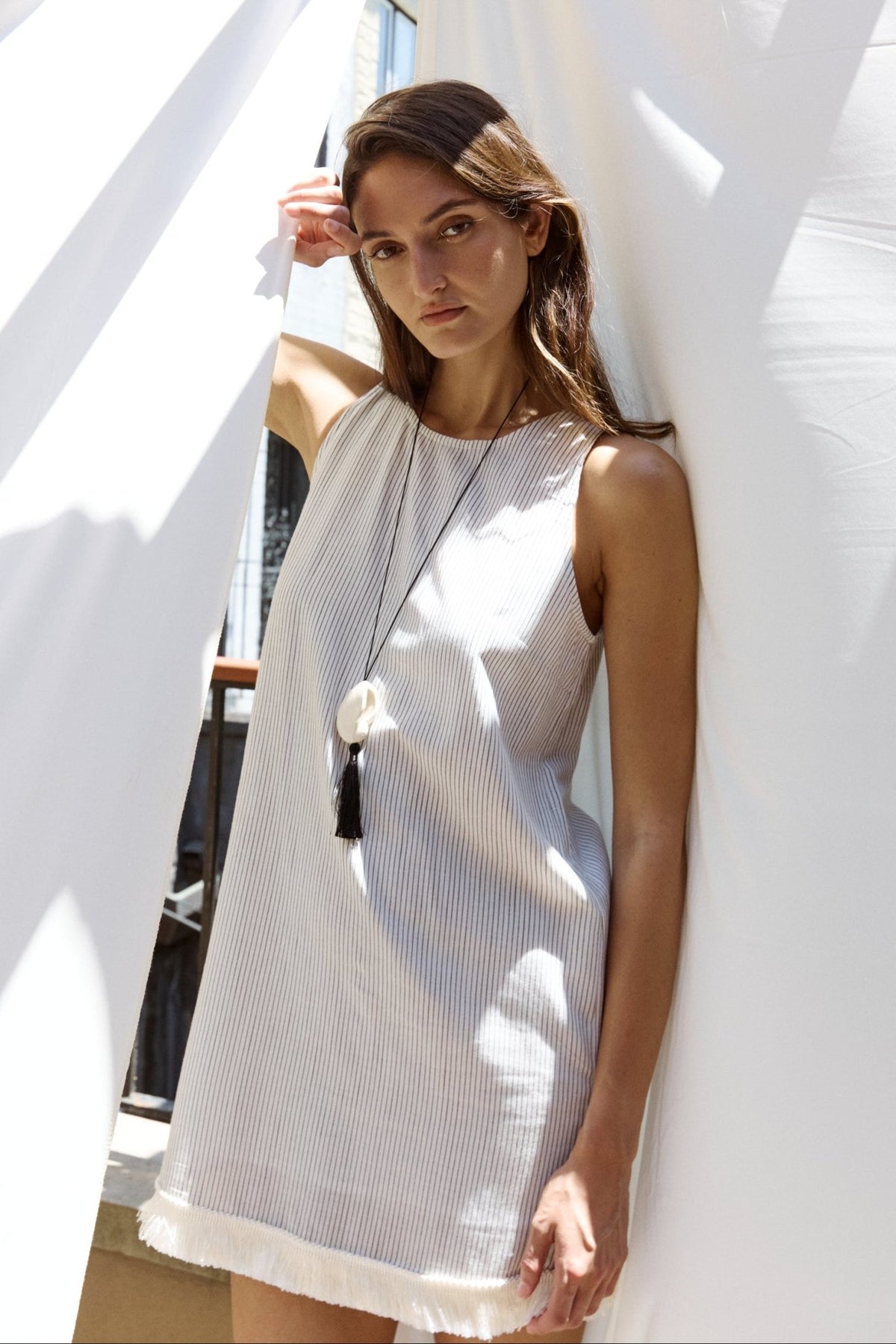 Etta Fringe Shift Dress - Stripe - Zandra Stone
