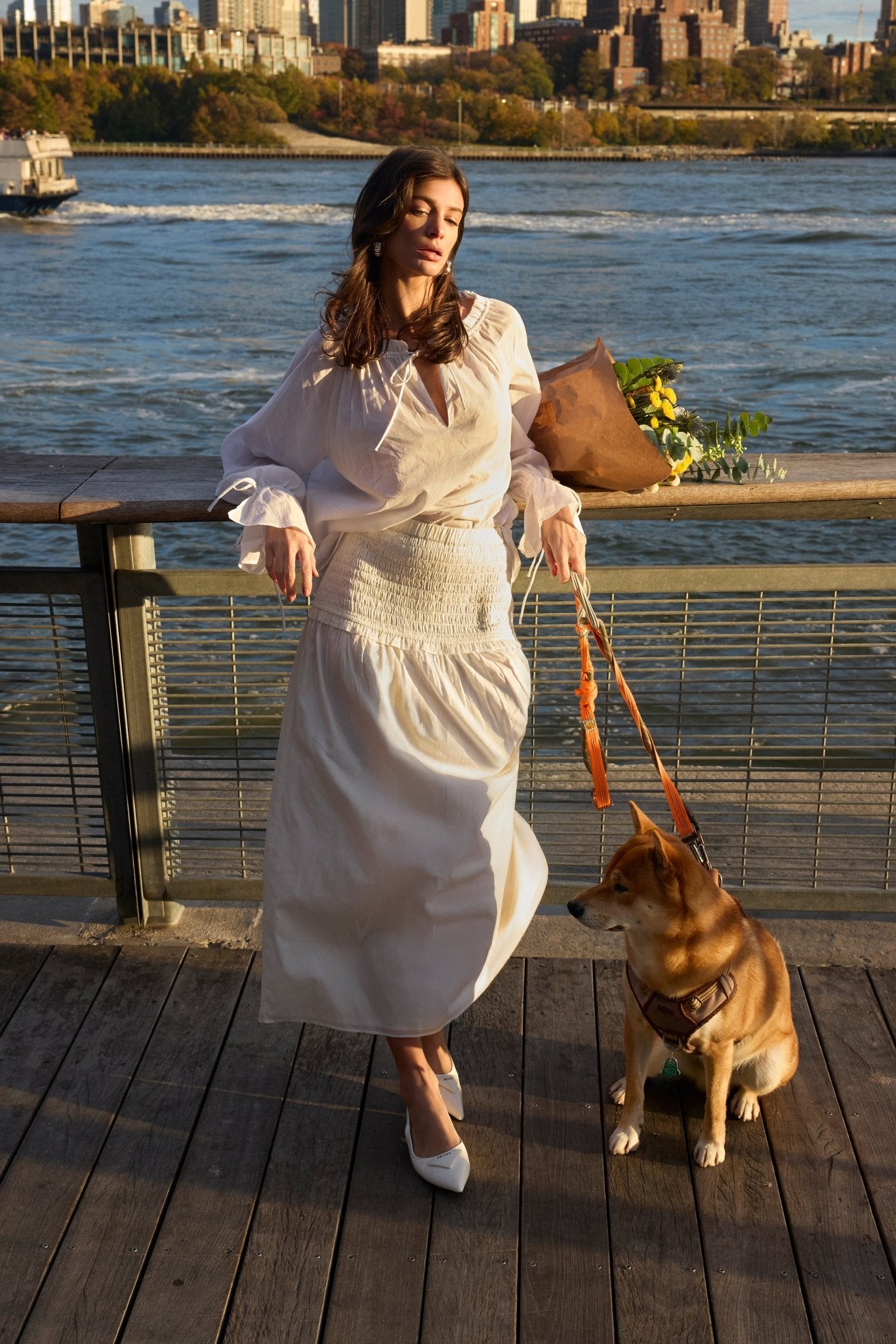 Flo Ruffle Long Sleeve Blouse - White - Zandra Stone