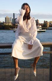 Flo Ruffle Long Sleeve Blouse - White - Zandra Stone