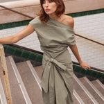 Florence Wrap Dress - Olive - Zandra Stone