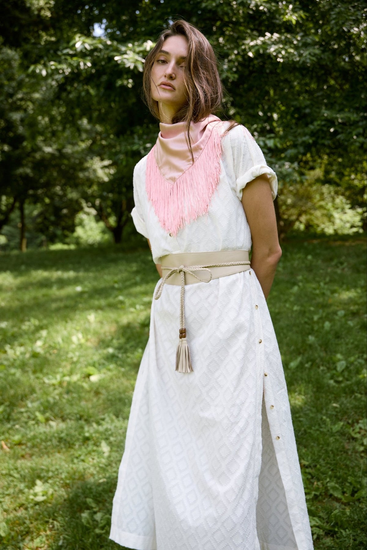 Fringe Scarf - Pink - Zandra Stone