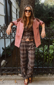 Gretel Barn Jacket – Pink/Brown - Zandra Stone
