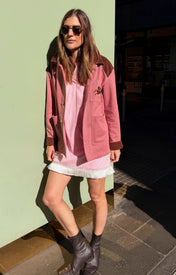 Gretel Barn Jacket – Pink/Brown - Zandra Stone