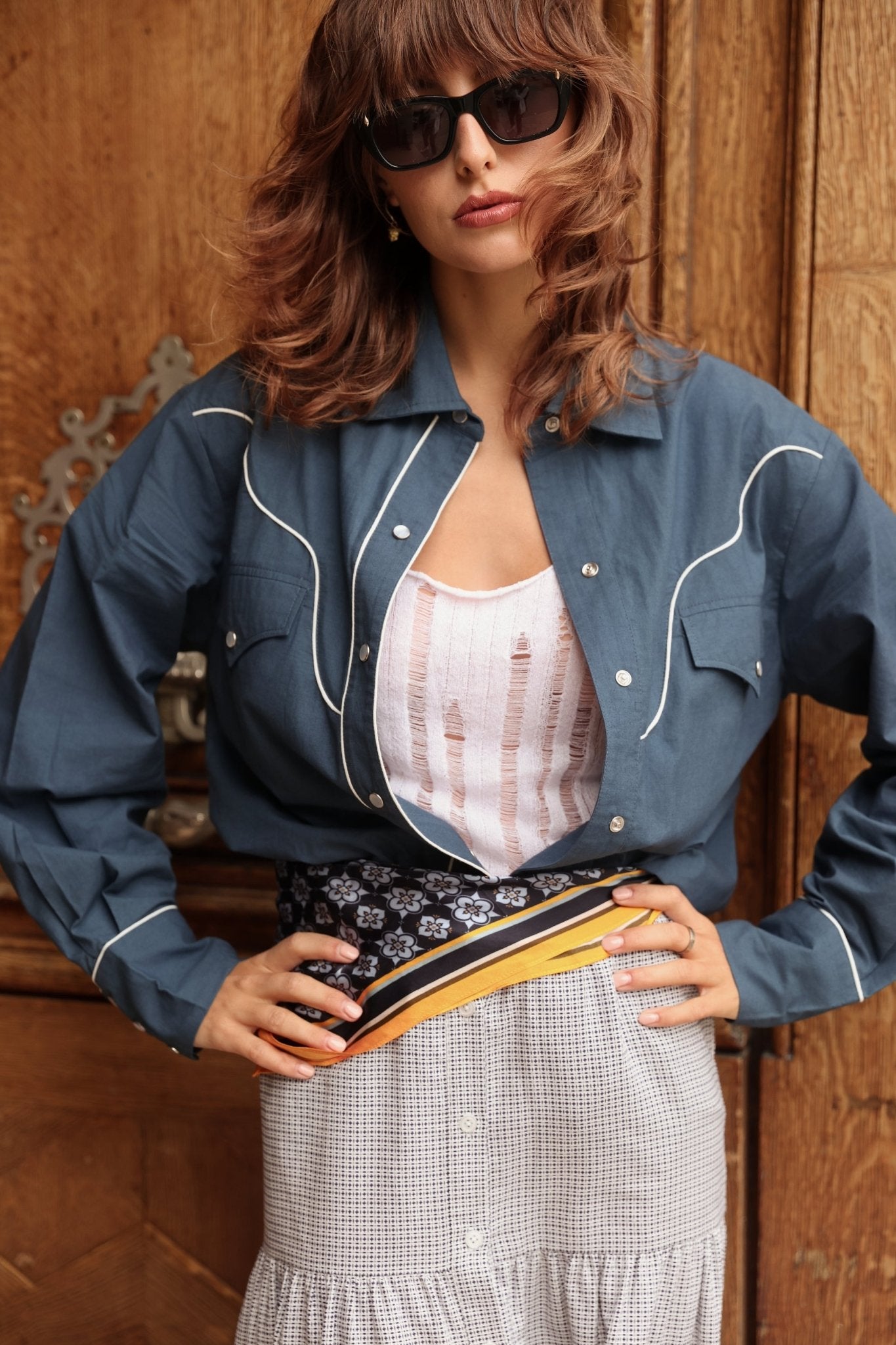 Gusta Western Long Sleeve Button Down Shirt - Zandra Stone