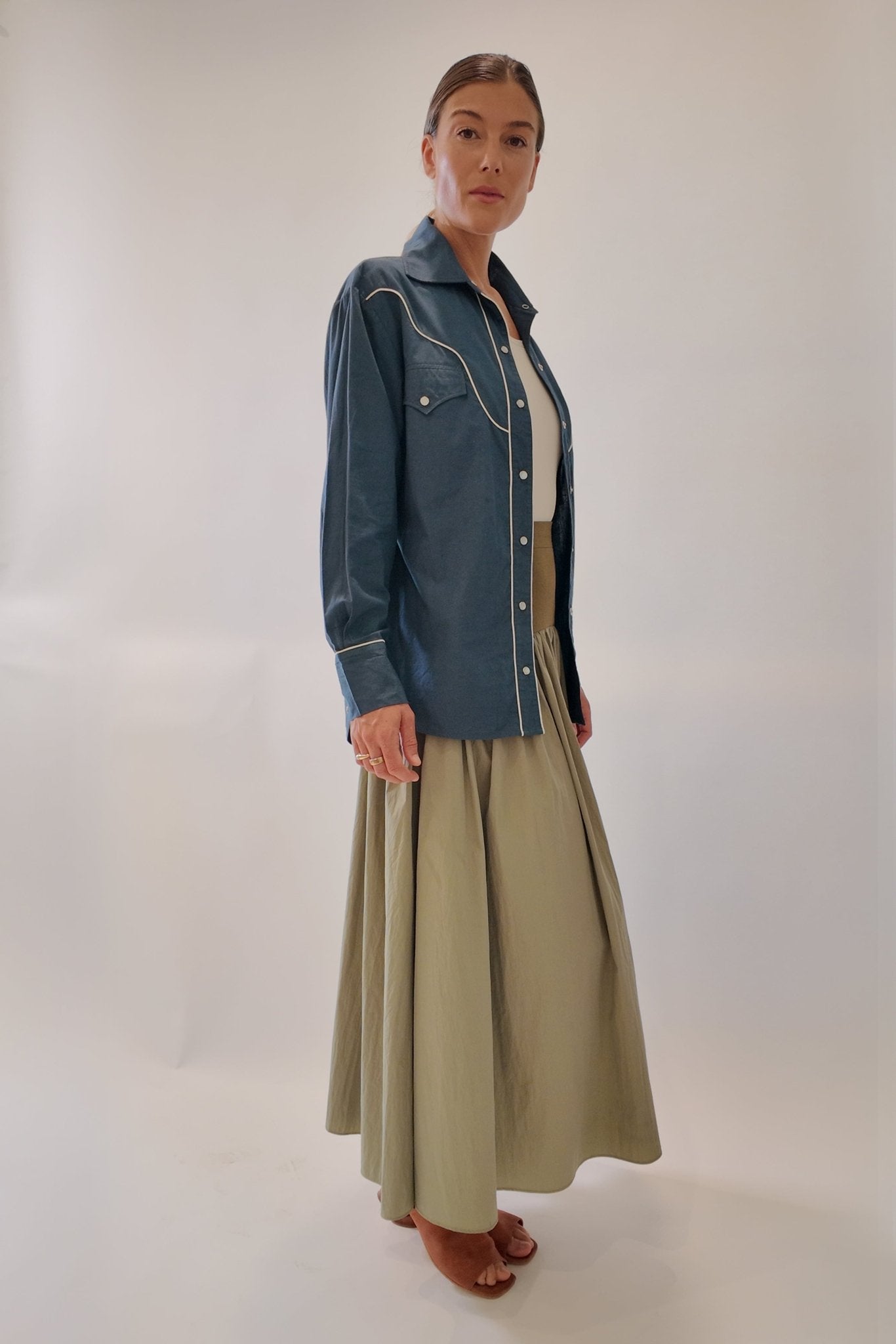 Gusta Western Long Sleeve Button Down Shirt - Zandra Stone