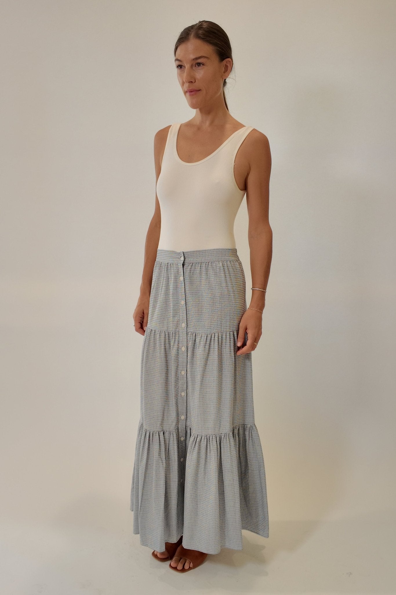 Halle Button Front Skirt - Zandra Stone