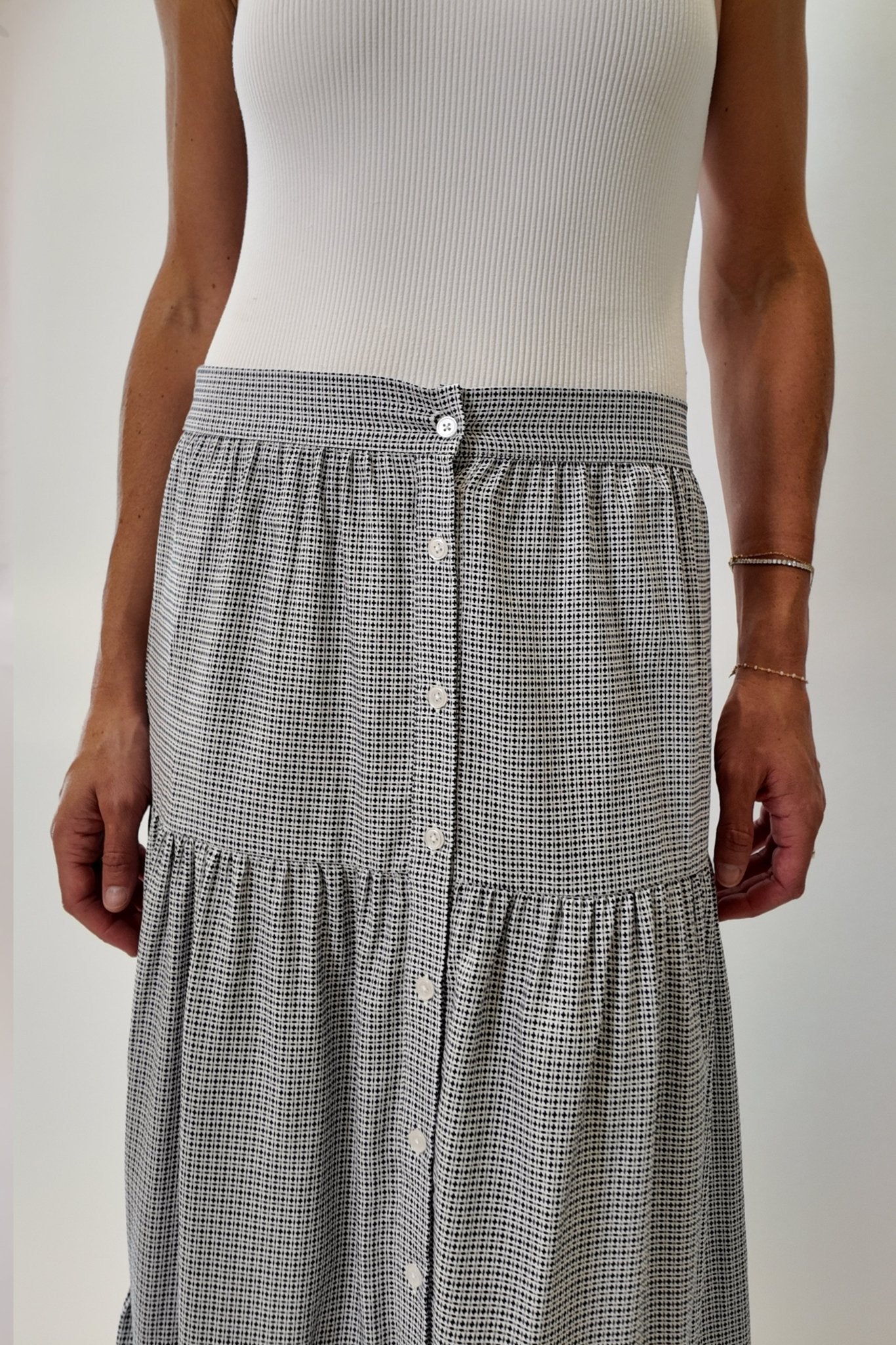 Halle Button Front Skirt - Zandra Stone