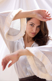 Isola Fringe Shirt - Stripe - Zandra Stone