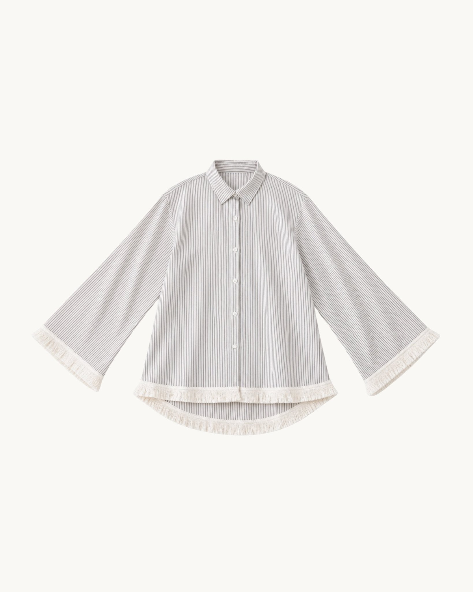 Isola Fringe Shirt - Stripe - Zandra Stone