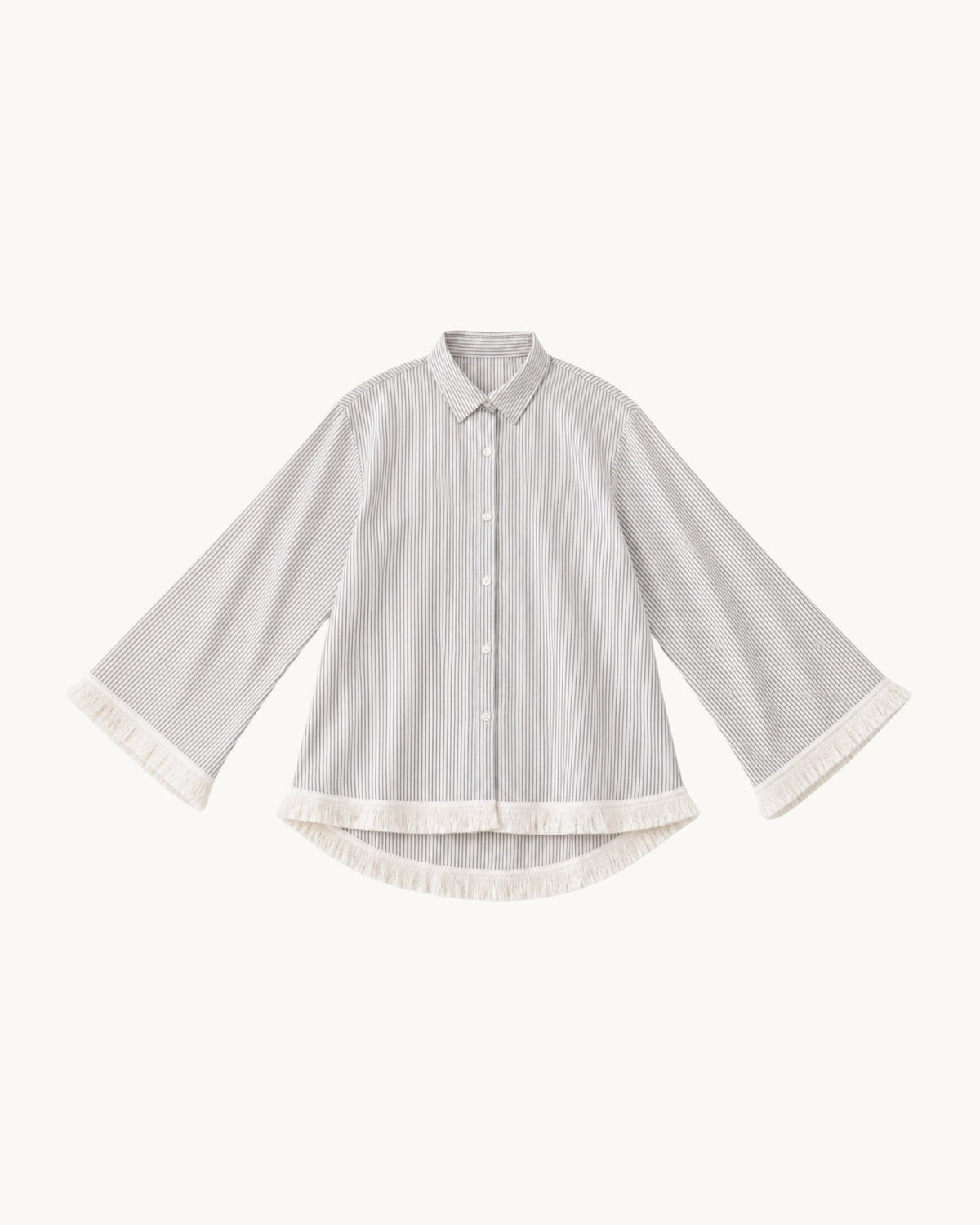 Isola Fringe Shirt - Stripe - Zandra Stone