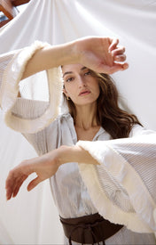 Isola Fringe Shirt - Stripe - Zandra Stone